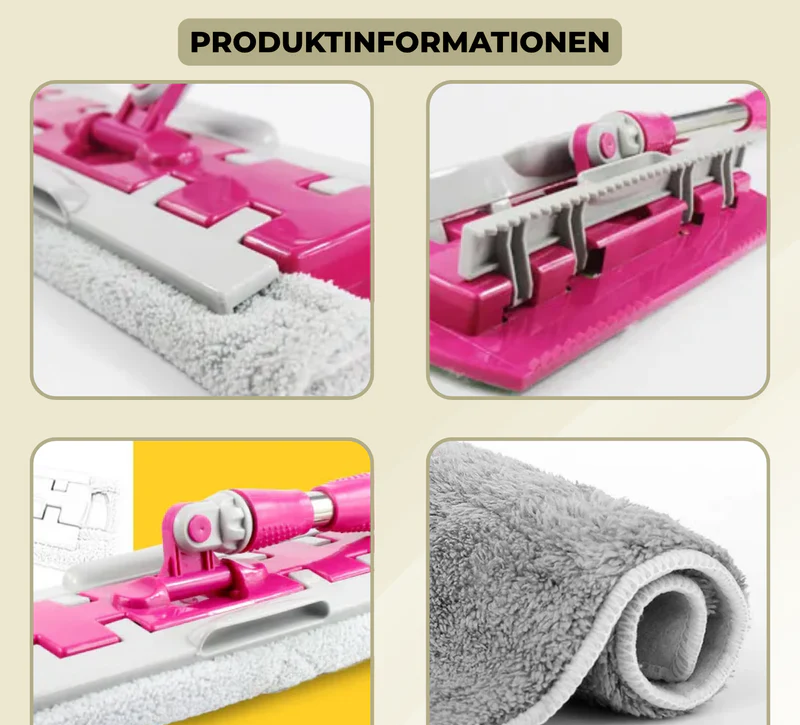 MopMaster™ | Flachmopp mit Edelstahlgriff, mit wiederverwendbaren, waschbaren Wischtüchern