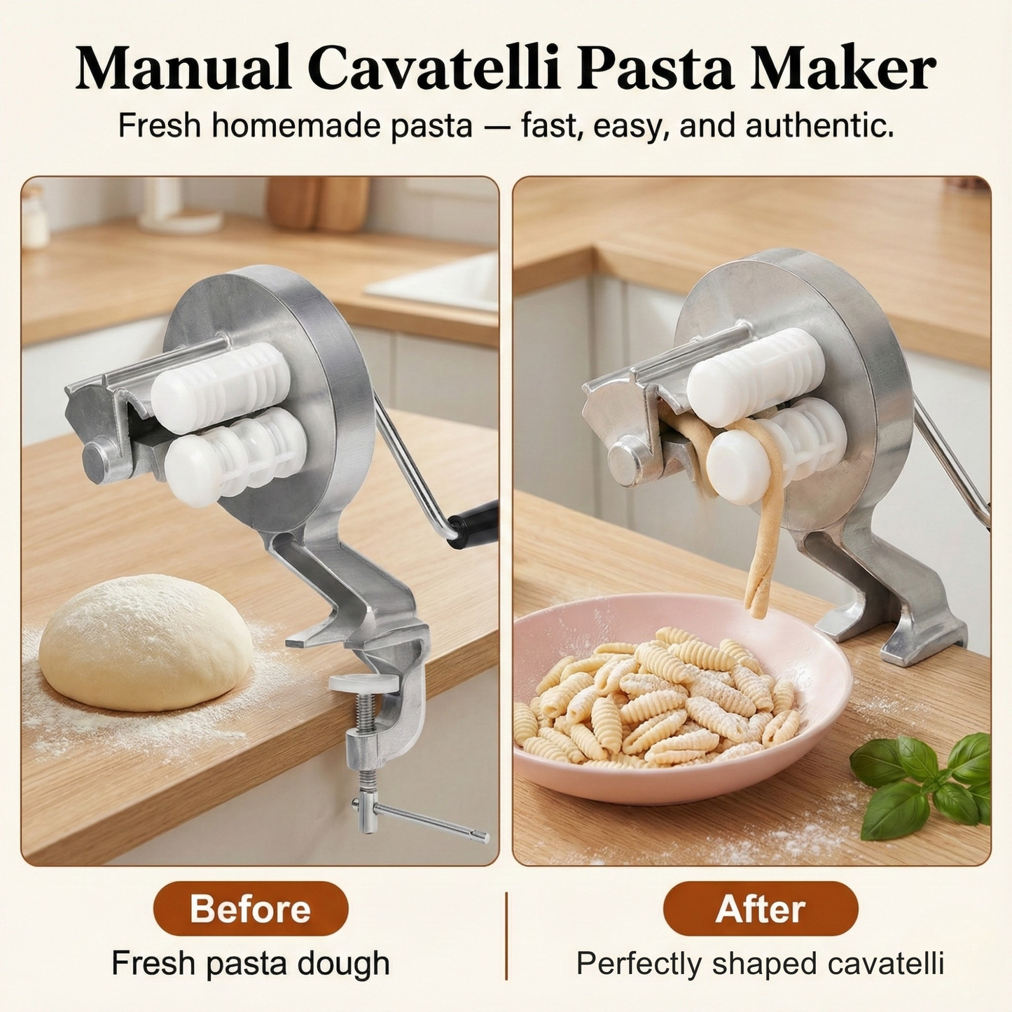 Manuelle Cavatelli-Nudelmaschine mit Tischklemme