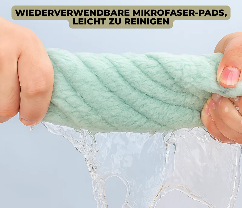 MopMaster™ | Flachmopp mit Edelstahlgriff, mit wiederverwendbaren, waschbaren Wischtüchern
