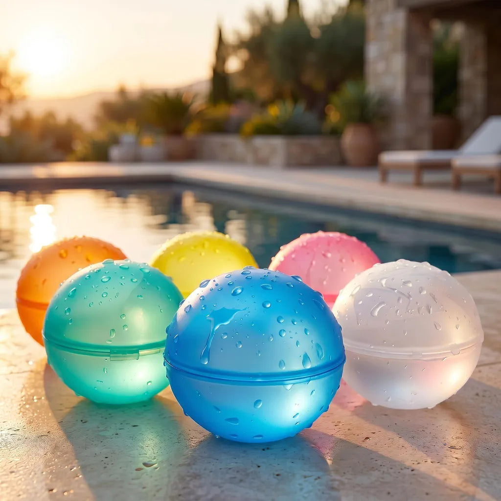 6x PRECORN Wasserbomben – Wiederverwendbar, selbstschließend, in 1 Sek. befüllt, weiche Splash-Bälle für Kinder & Erwachsene, Sommer, Pool & Strand
