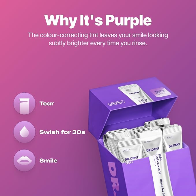 PurpleBright™ Mundspülung – Für sichtbar weißer wirkende Zähne
