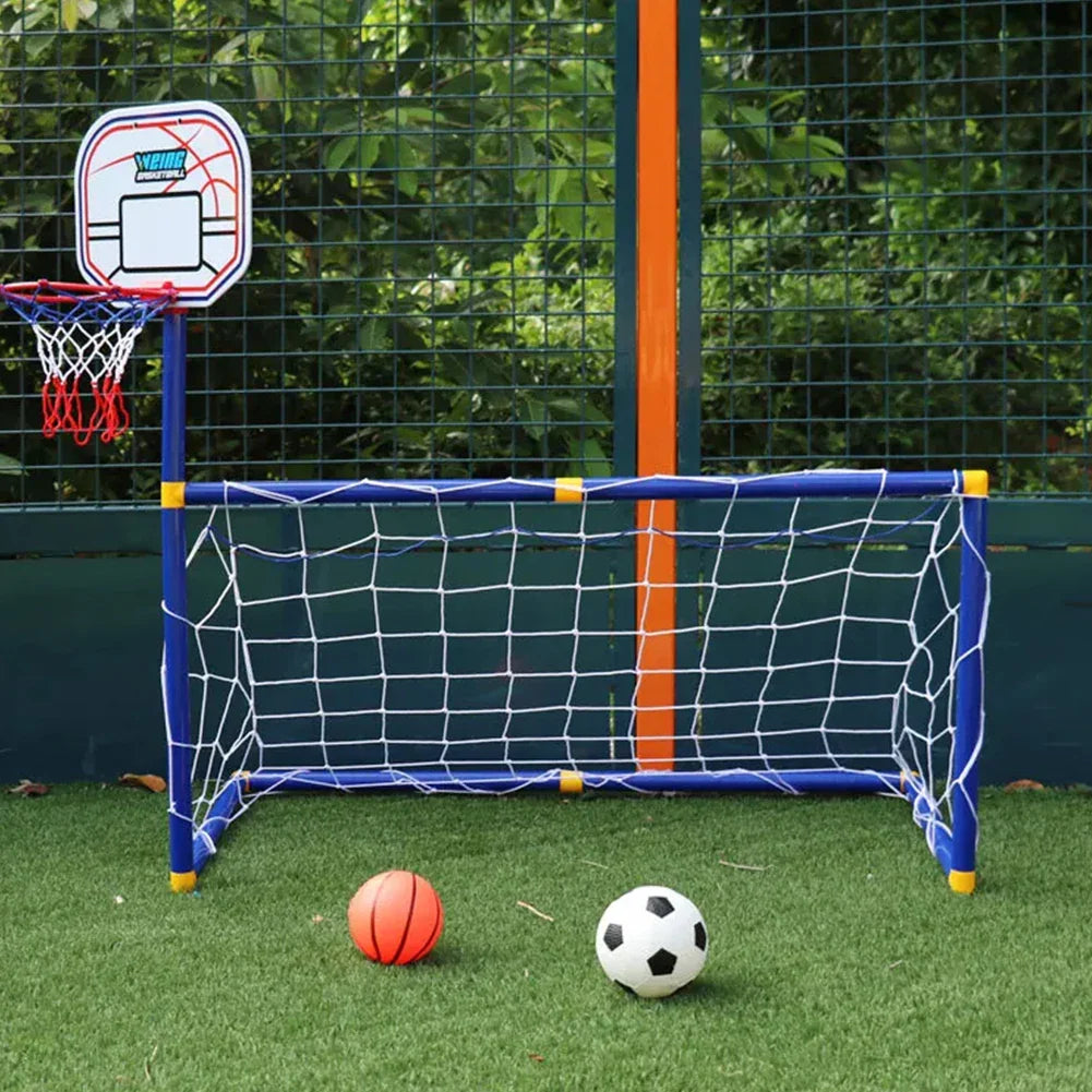 2-in-1 Kinder-Sporttor – Fußballtor & Basketballkorb in einem Set