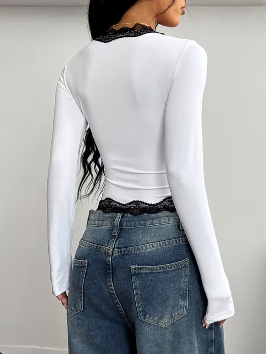 Amelia™ | Elegantes Damen Spitzen-Longsleeve