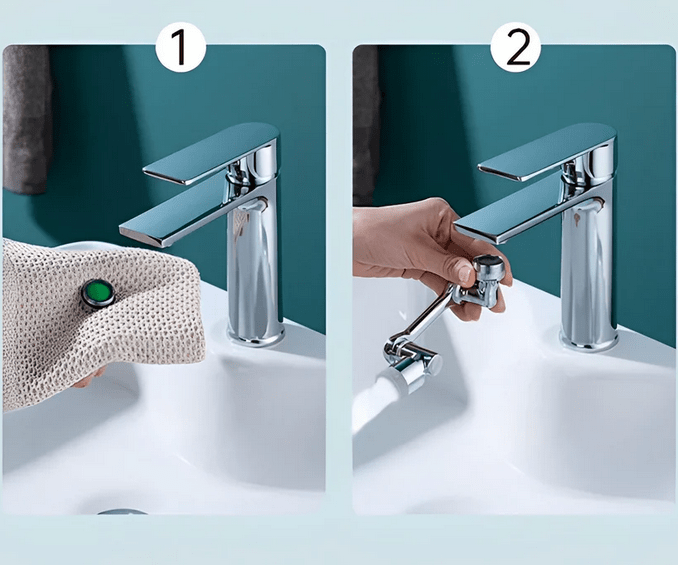 360° drehbarer Wasserhahn-Aufsatz mit 2 Strahlarten | Spritzfrei & wassersparend | Einfache Montage, passend für 99% Armaturen