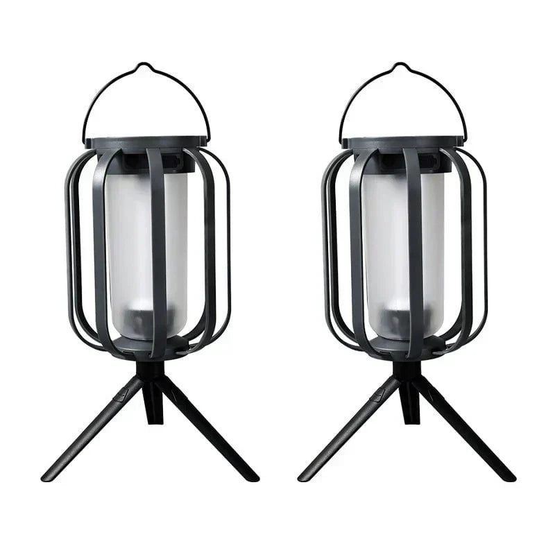 Solar-Laterne mit Dual-Flame – flackerndes Outdoor-Gartenlicht