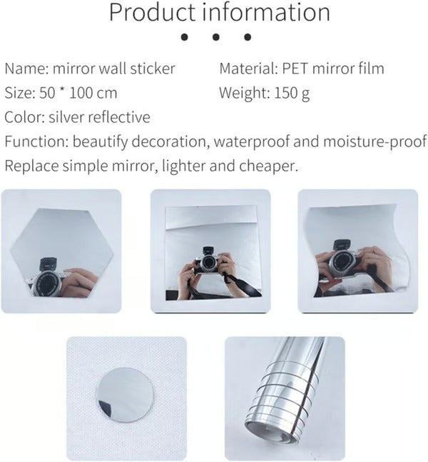 Flexible Spiegelfolie | Bruchsicher & Selbstklebend | PET Spiegelplatten | Leicht & Zuschneidbar
