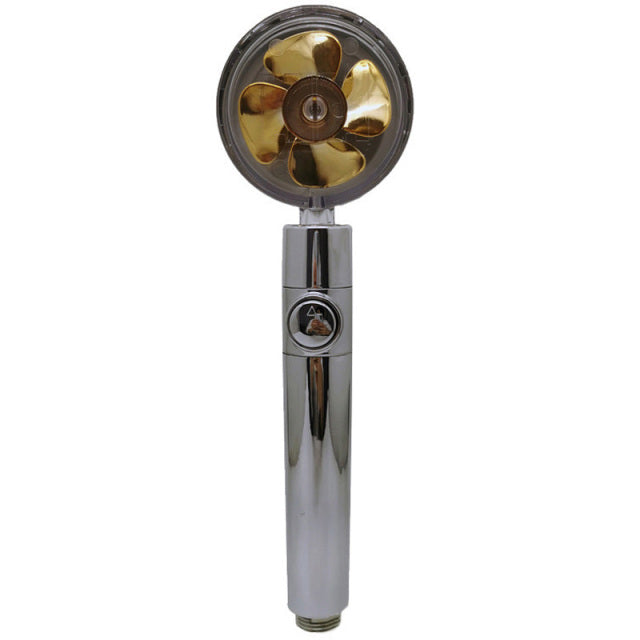 Duschkopf mit Propeller-Turbine & Filter | Spürbar mehr Druck & 360° verstellbar | Wasser sparen, abnehmbar, Standardanschluss