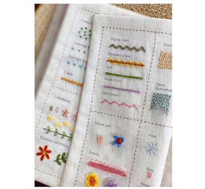 DIY Stickbuch | 86 Stickstiche Lernen | 7 Stoffseiten zum Üben | Für Anfänger & Fortgeschrittene