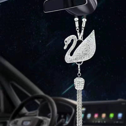 Auto-Rückspiegel Anhänger mit Kristall | Zinklegierung & Strass | Funkelnde Deko mit Duft-Anhänger, Geschenkidee