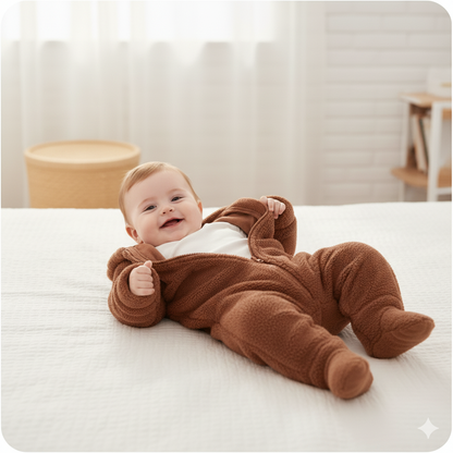 Lunoa™ | Baby Kapuzenstrampler mit Bärenohren, flauschig