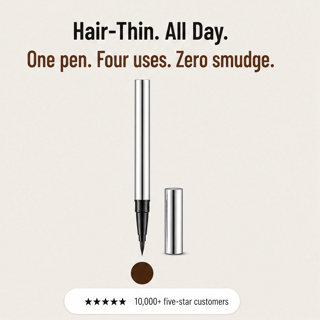 Linelle – Ultra-Fine 4-in-1 Waterproof Liner Pen for Brows, Eyes & Hairline + Buy 1 Get 1 FREE
