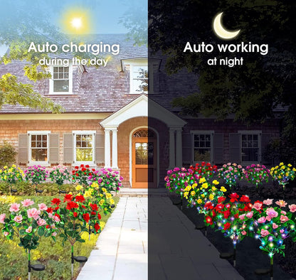 Gedenk-Gartenblumen mit Licht – Mit täuschend echten künstlichen Blütenblättern, solarbetrieben & wetterfest