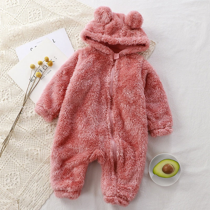Lunoa™ | Baby Kapuzenstrampler mit Bärenohren, flauschig