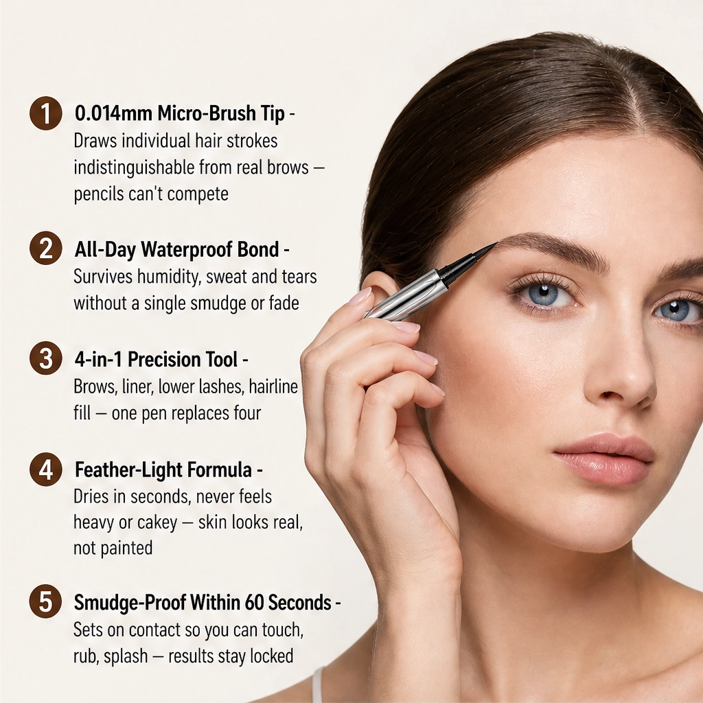 Linelle – Ultra-Fine 4-in-1 Waterproof Liner Pen for Brows, Eyes & Hairline + Buy 1 Get 1 FREE