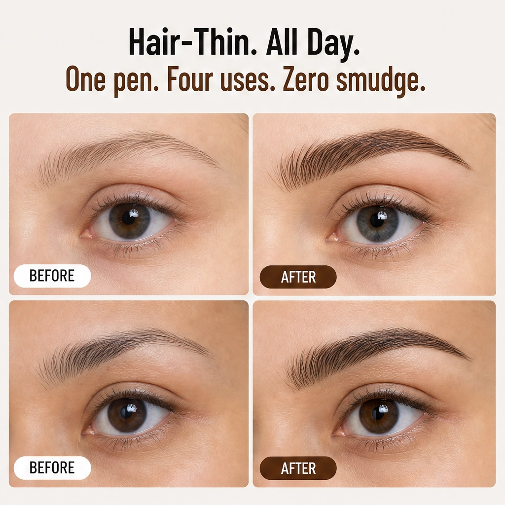 Linelle – Ultra-Fine 4-in-1 Waterproof Liner Pen for Brows, Eyes & Hairline + Buy 1 Get 1 FREE