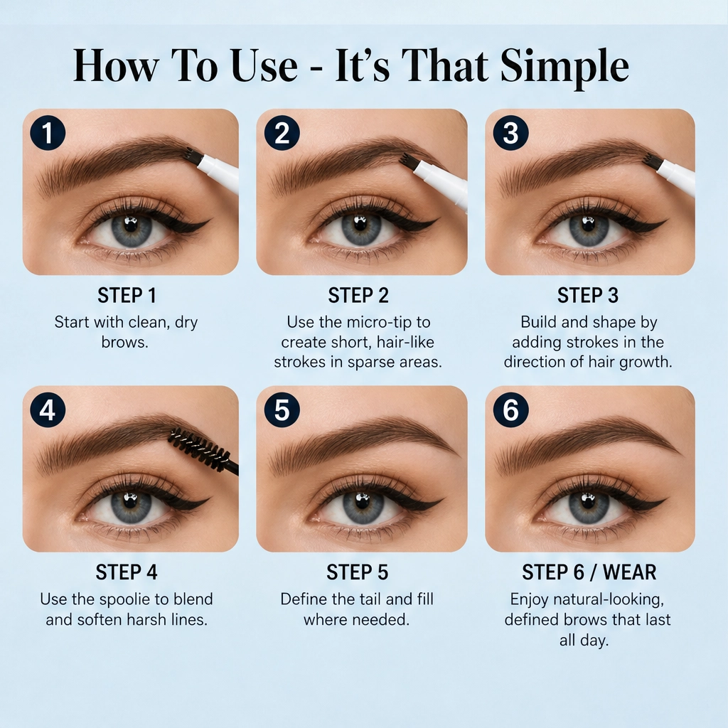 Archelle – 2-in-1 wasserfester Microblading-Augenbrauenstift mit Tönungsbürste + 1 KAUFEN, 1 GRATIS