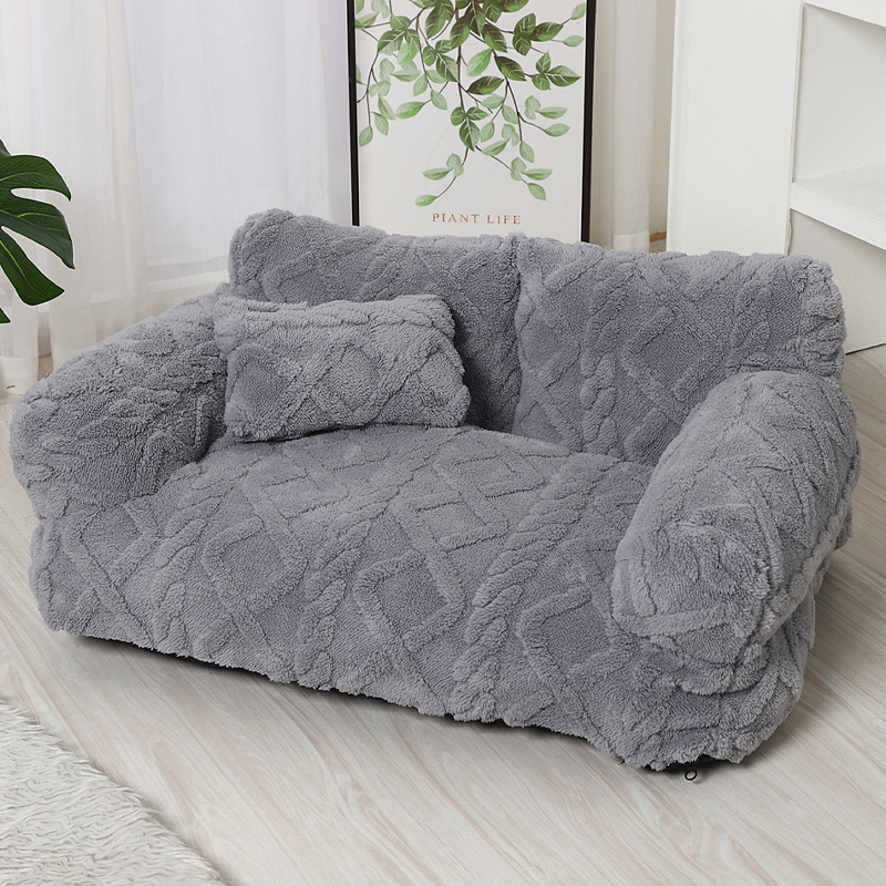 CozyNest™ | Haustiersofa – Plüschbett mit Rand & Kissen