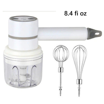 Kabelloser Handmixer | 3 Geschwindigkeiten | Wiederaufladbar | Edelstahlbesen