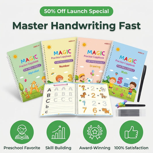 [Letzter Tag Rabatt] Magic Groove Übungsheft – Unterstützt Kinder beim Schreibenlernen mit geführten Nachspurübungen