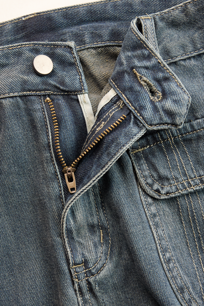 Lässige modische locker geschnittene Hose aus verlaufend Denim in Blau-Grau [Letzter Tag Rabatt]