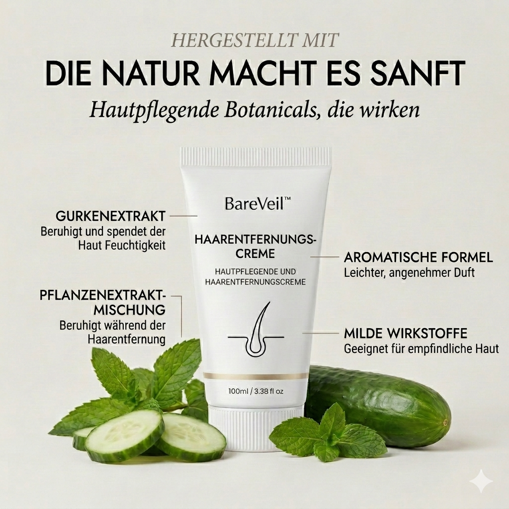 BareVeil™ – Sanft duftende, hautpflegende Enthaarungscreme | 50% Rabatt