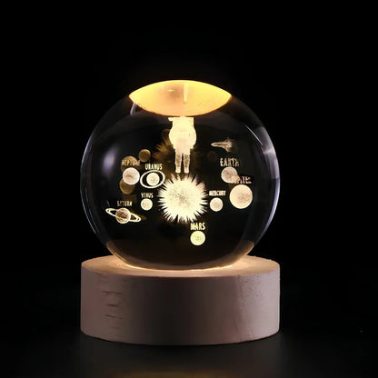 LumiOrbit™ Kristallkugel mit 3D-Licht | Magische Weltraum-Atmosphäre & Stimmungsvolle Beleuchtung