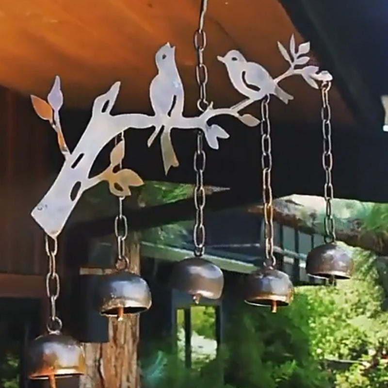 Windspiel mit Vogelmotiv | Handgefertigtes Glockenspiel aus Eisen | Dekoration für Garten, Balkon & Terrasse