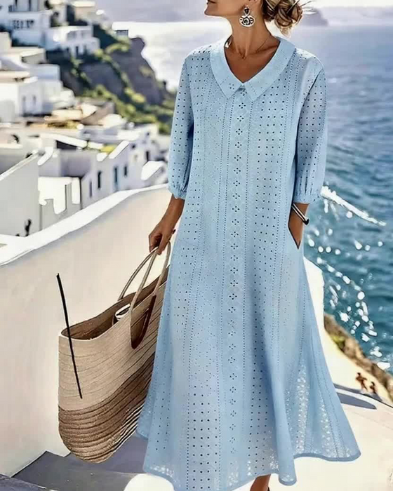 Élise™ – Luftiges Sommer-Midikleid mit eleganten Stickerei-Details