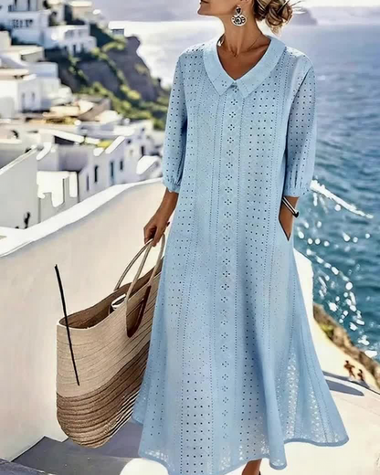 Élise™ – Luftiges Sommer-Midikleid mit eleganten Stickerei-Details