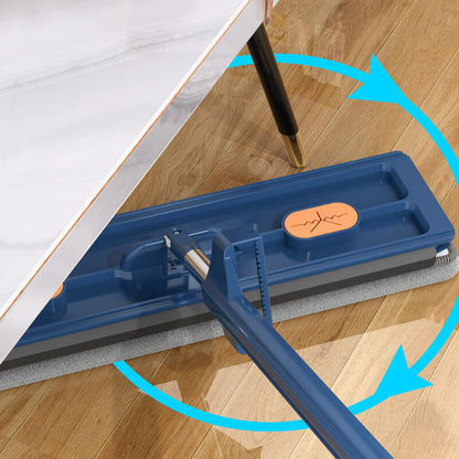 Flachwischer mit Selbst-Auswringer & Schmutzkamm | 360° drehbarer Mopkopf | Edelstahlstiel 126 cm | 2 Mikrofaserpads