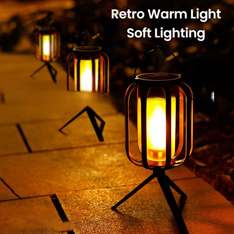 Solar-Laterne mit Dual-Flame – flackerndes Outdoor-Gartenlicht