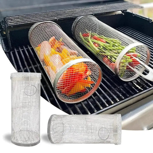 Rollender Grillkorb aus rostfreiem Stahl