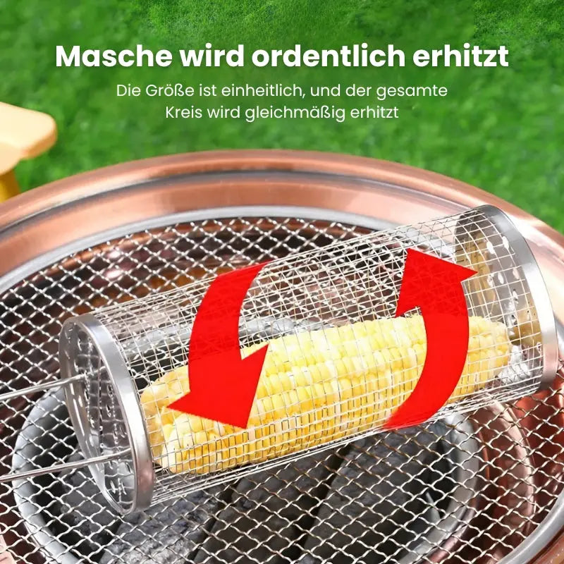 Rollender Grillkorb aus rostfreiem Stahl