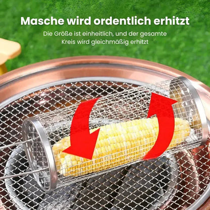 BBQ Twister™| Tragbarer rollender Grillkorb aus Edelstahl