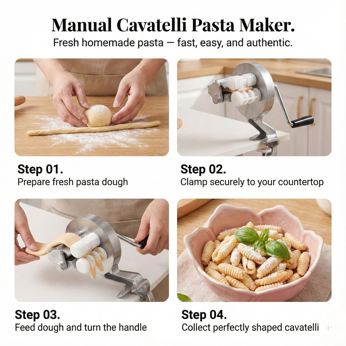 Manuelle Cavatelli-Nudelmaschine mit Tischklemme