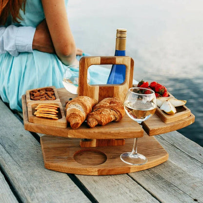 WineNest™ | Tragbarer Holz-Picknickwein-Tisch Winenest