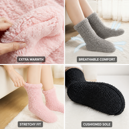 Flauschora™ | Warme Kuschelsocken mit weichem Fleecefutter und gepolsterter Sohle
