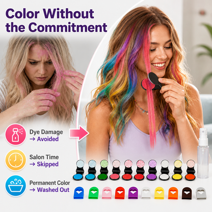 12-Color Temporary Hair Chalk Set from VivaBurst™ — Unleash Electric Looks That Fade When You Say Goodbye