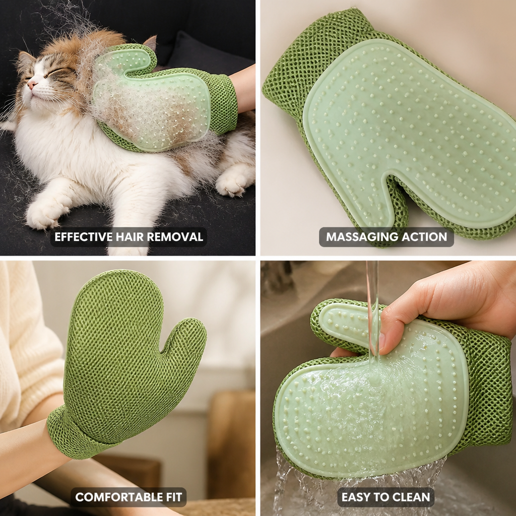 FurCare™ | Doppelseitiger Fellpflege-Handschuh mit Massagefunktion