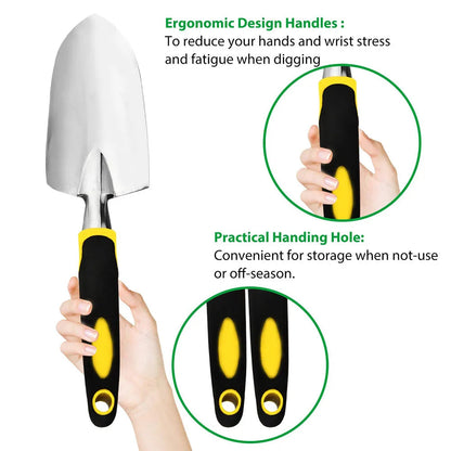 Erdwerk 4-teiliges Gartengeräte-Set | Edelstahlkonstruktion | Inklusive Handschuhe | Ergonomische Griffgriffe