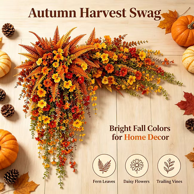 🔥Heißer Sale 50% RABATT🌼🍂 Künstlicher Herbst-Erntekorb zum Aufhängen - Herbstliche Veranda- und Türdekoration