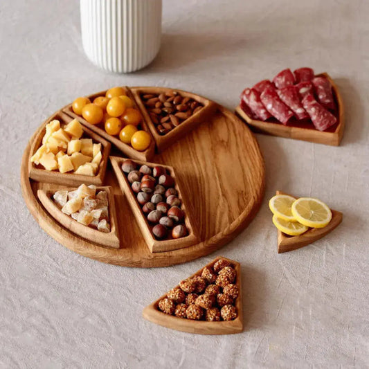 Holz-Serviertablett mit Fächern für Snacks & Vorspeisen