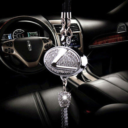 Auto-Rückspiegel Anhänger mit Kristall | Zinklegierung & Strass | Funkelnde Deko mit Duft-Anhänger, Geschenkidee