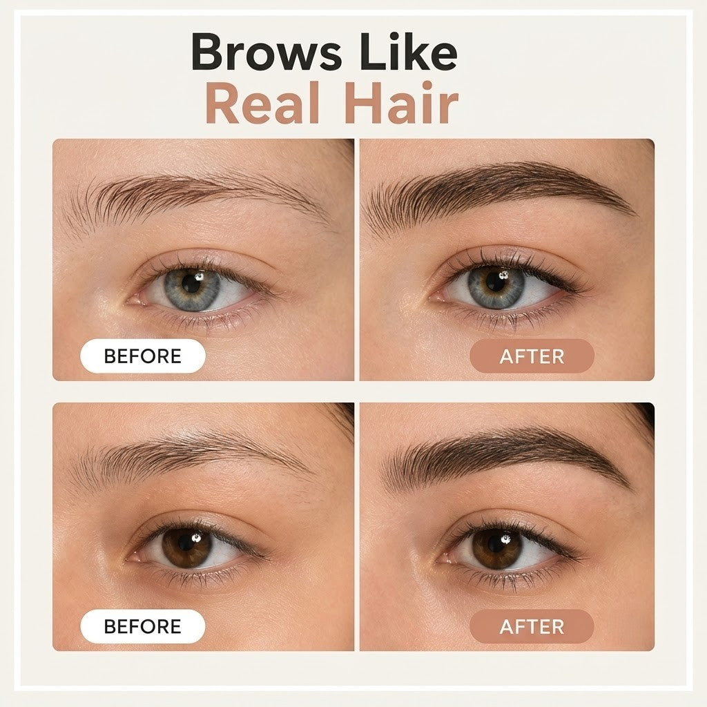 Plumelle – Waterproof 4-Tip Micro-Fork Eyebrow Pencil for Natural Hair-Like Brows - BUY 1 + 1 FREE
