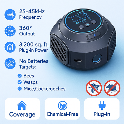 BuzzGuard™ | 4-in-1 Ultraschall-Insekten- & Schädlingsabwehrgerät