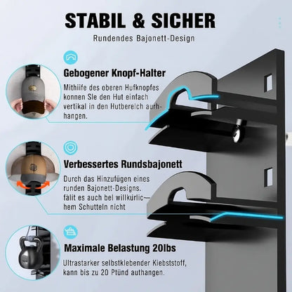 Wandmontierte Hut- und Cap-Aufhängung – platzsparender Cap-Organizer