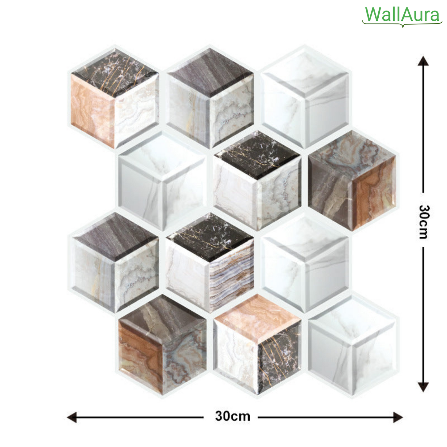 2+2 Gratis | WallAura™ 4er Set 3D Hochwertige Wandfliesen Selbstklebend 30x30 cm