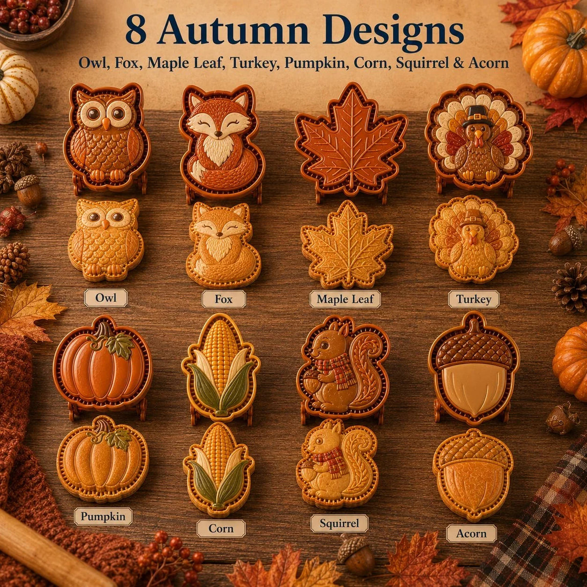 1+1 GRATIS | CozyCrust™ | Mini-Handpie-Form mit 8 Herbstmotiven