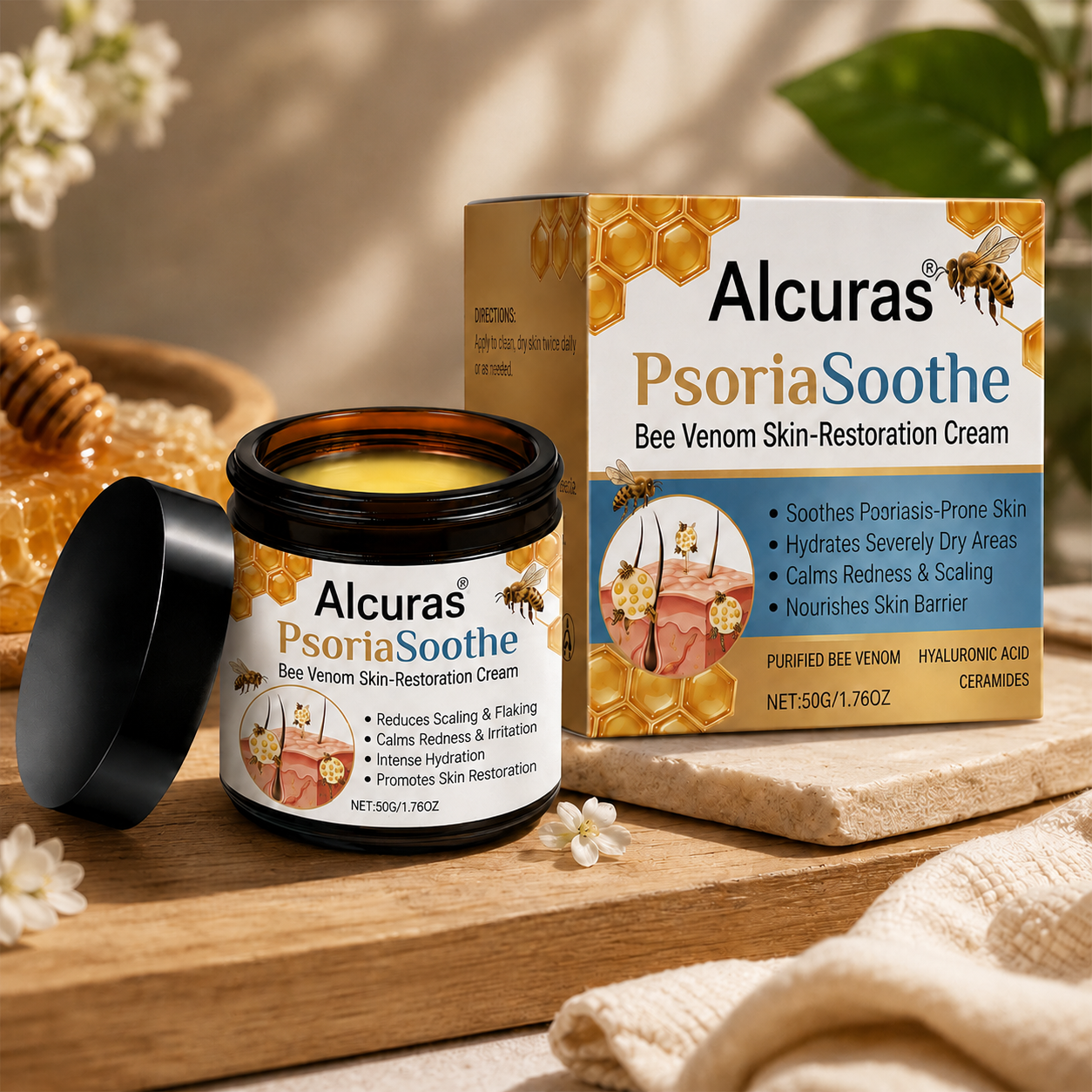 Alcuras® PsoriaSoothe – Hautregenerierende Creme mit Bienengift