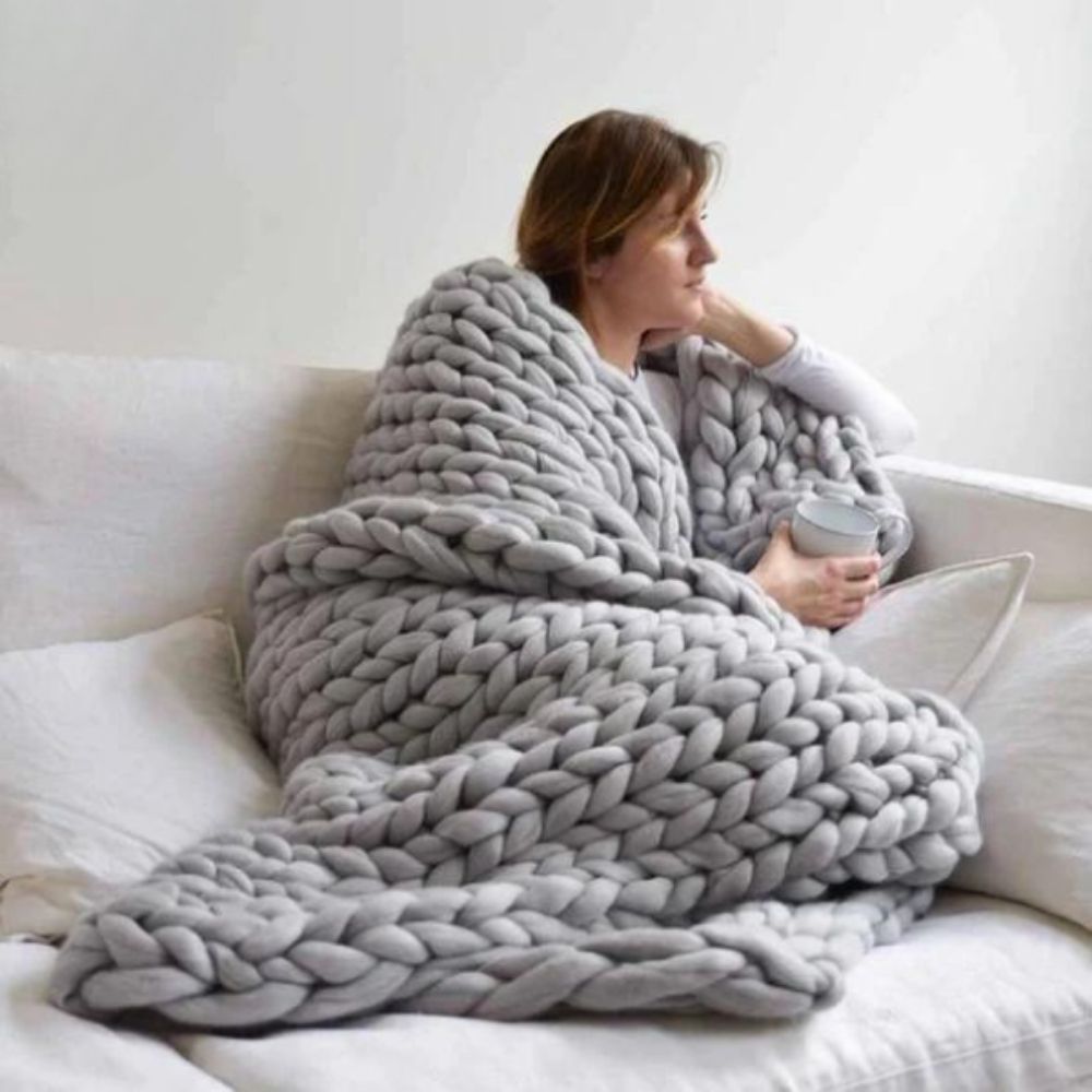 50% RABATT | Strickdecke™ | Die stilvolle, hypoallergene Decke für natürliche Wärme und Eleganz